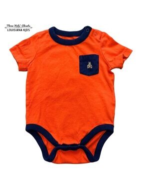 Baby Gap 3-6m Orange & Navy Bear Pocket Bodysuit